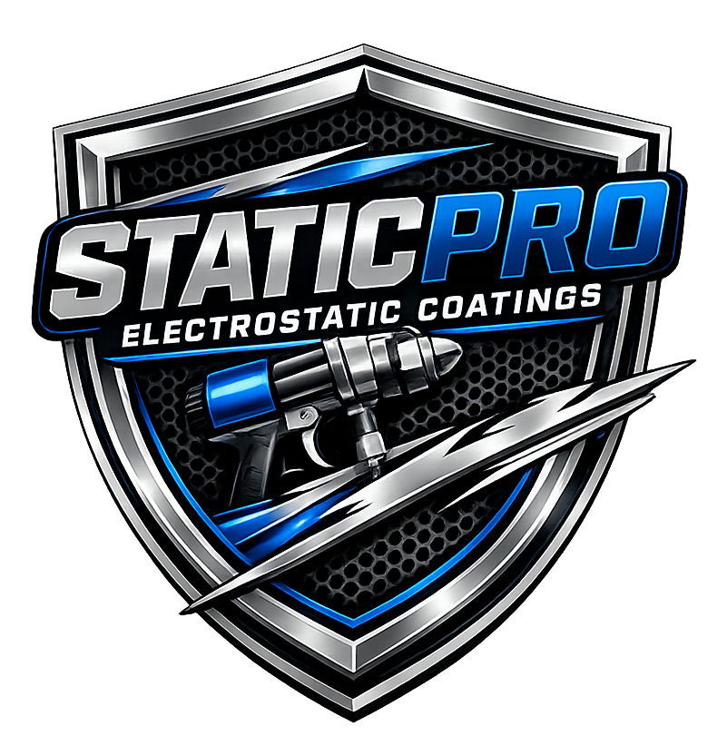 StaticPro Electrostatic Coatings logo for on-site metal refinishing and mobile electrostatic painting services